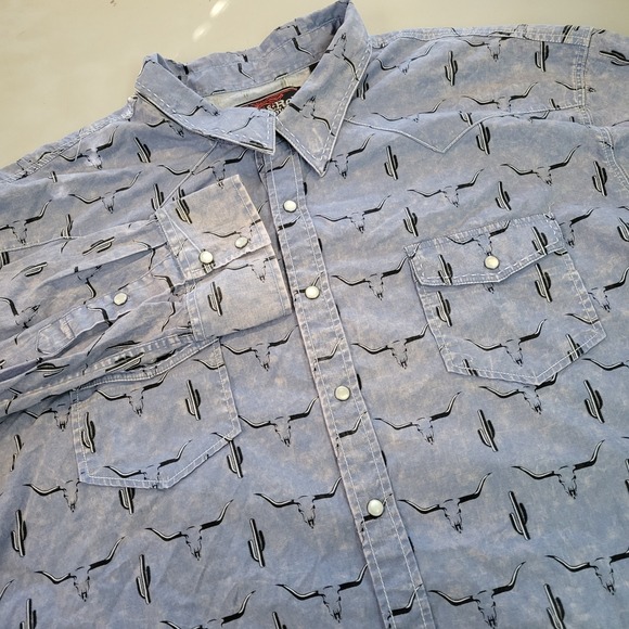 Rock & Roll Cowboy Other - Vtg Rock & Roll Cowboy Men's XXL Western Shirt Cactus Longhorn Print